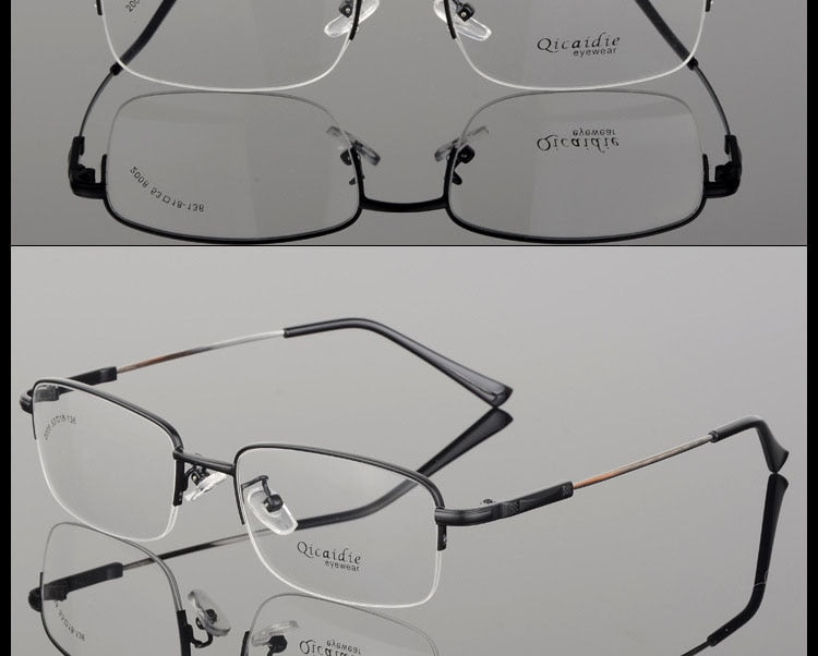 Bclear Men's Semi-Rim Square Alloy Eyeglasses - Lightweight Metal Frame Glasses for Men - Perfect for Office, Reading & Everyday Use (2008 Collection)