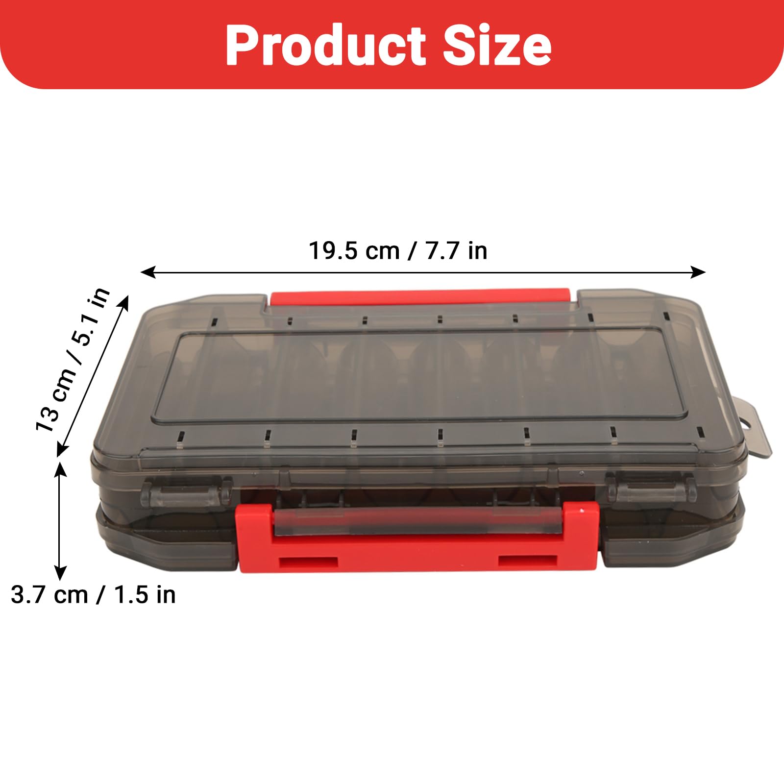 GAESHOW Double Sided Transparent Fishing Lure Storage Box - 14 Compartments with Drain Holes, Large Capacity Tackle Organizer for Bass, Trout & Saltwater Fishing | Perfect for Boat, Kayak & Shore Fishing Trips
