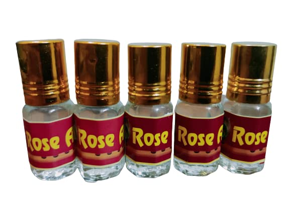 Kah Attar Rose Attar Long-Lasting Perfume Oil – Original Scent for Men & Women (5 x 3ml Bottles) | Romantic Dates, Special Occasions & Daily Wear