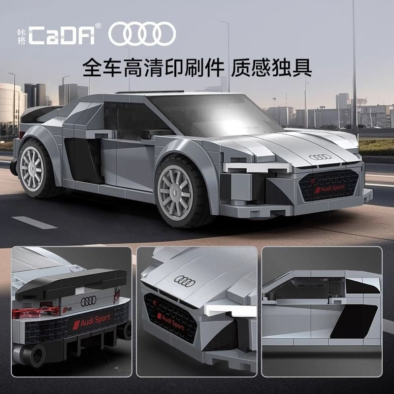 CADA C55027 Audi R8 Coupe 2019 Sports Car Building Blocks Set - 1:24 Scale Model Kit for Adults & Teens - Perfect for Car Enthusiasts, Collectors & DIY Hobby Projects | Great Gift for Birthday, Christmas & Display Decor