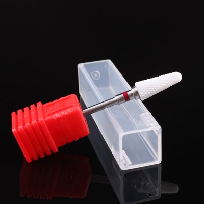 TocassJo White Ceramic Nail Drill Bit - 6x14mm Tapered Ceramic Cutter for Electric Manicure & Pedicure Machines | Professional Salon & Home Nail Care Tool
