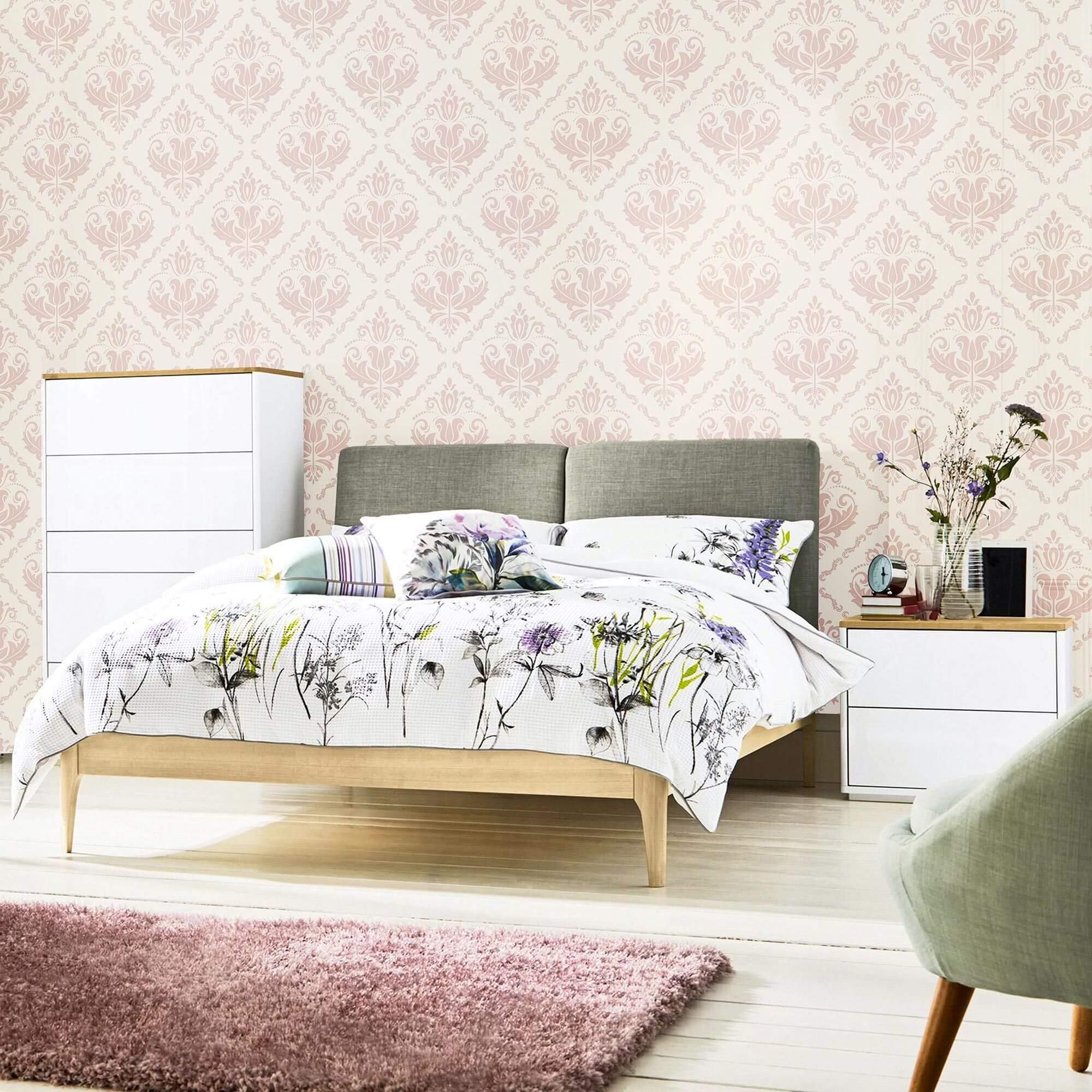 Creamy Beige Damask Peel and Stick Removable Wallpaper - Self-Adhesive Wall Covering for Bedroom, Living Room & Home Decor - Easy to Install & Remove