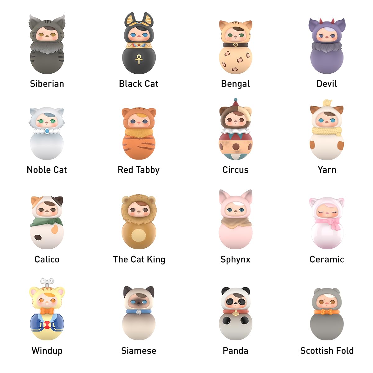 POP MART PUCKY Roly-Poly Kitty Series Anime Action Figures - Complete Set of 12 Collectible Artificial Toys for Display & Gift Giving | Perfect for Anime Fans, Office Desk Decor & Kawaii Collections