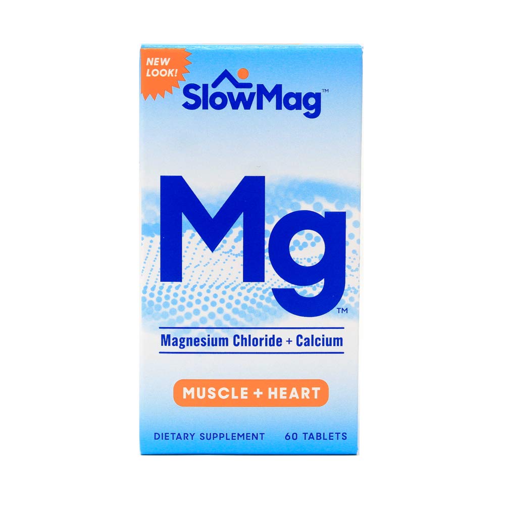 Slow-Mag Magnesium Chloride with Calcium Supplement - 60 Tablets (Pack of 2) - Supports Muscle & Nerve Function - Ideal for Athletes & Active Lifestyles