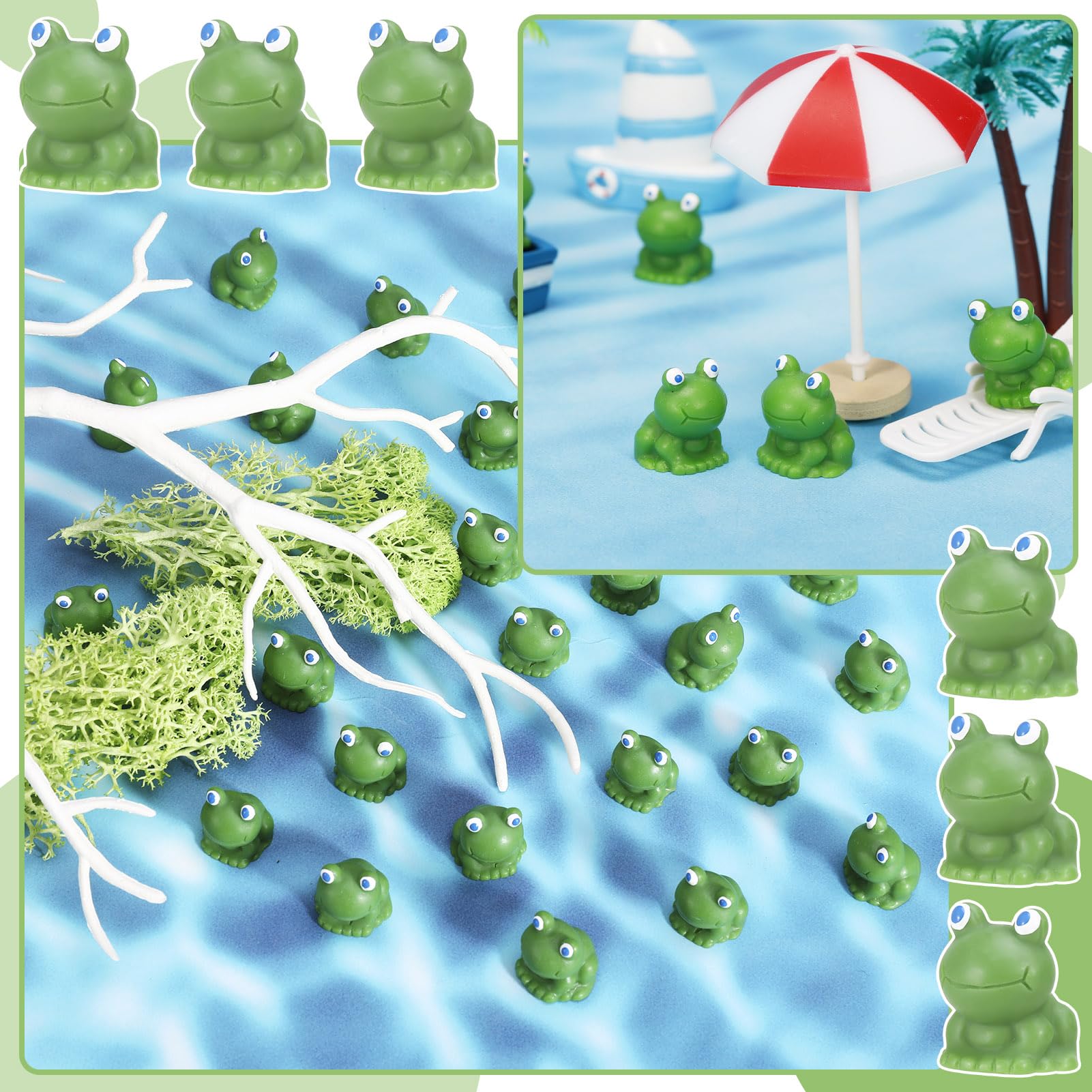50PCS Mini Resin Frog Figurines, Cute Green Frogs for Fairy Garden, DIY Home Decor, Terrarium, Moss Landscape Craft - Perfect for Fairy Gardens, DIY Projects, and Miniature Scenes