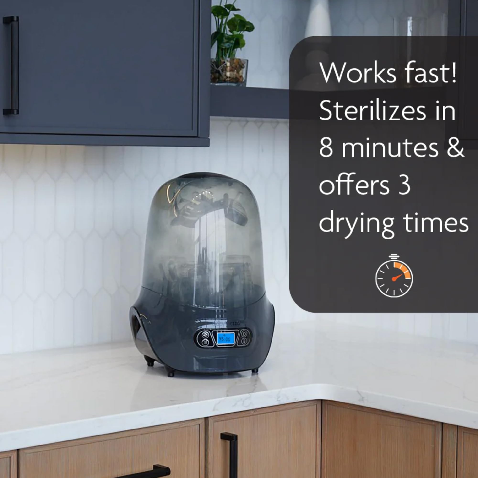 Baby Brezza Electric Baby Bottle Sterilizer and Dryer Machine | Steam Sterilizer for Pacifiers, Glass & Plastic Bottles | Universal Fit for Newborn Feeding Accessories | Perfect for Daycare, Travel & Home Use