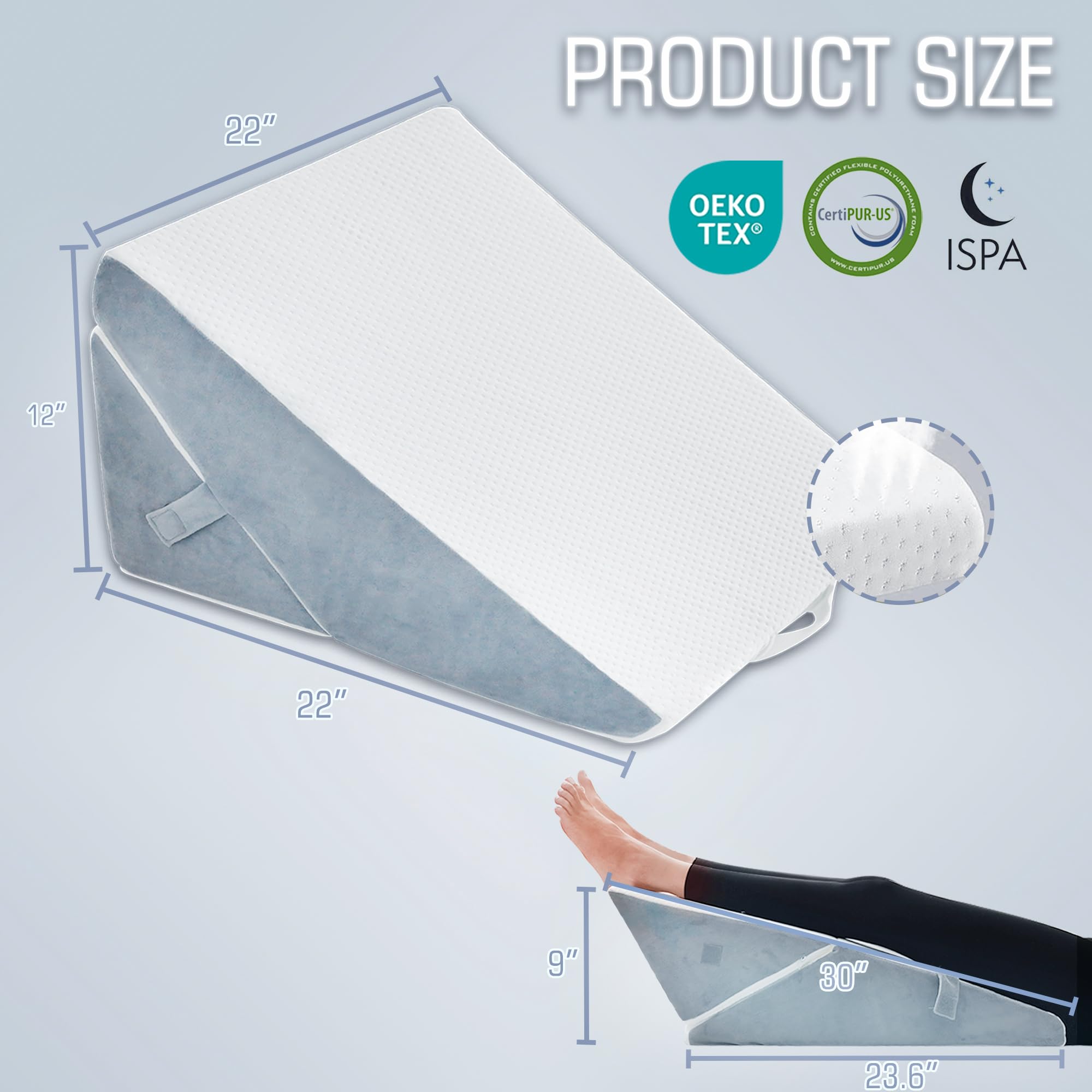 FSCGIFE Adjustable Bed Wedge Pillow for Sleeping - 9&12 Inch Memory Foam Wedge Pillow for Post-Surgery, Acid Reflux, GERD & Snoring Relief - 7-in-1 Triangle Support Pillow for Back Pain, Reading & Relaxation in Bed