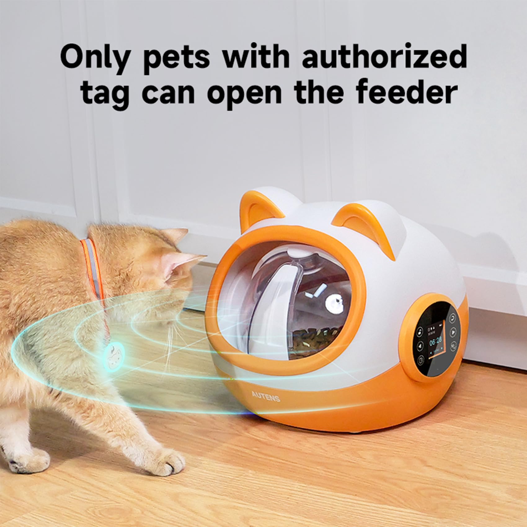 AUTENS RFID Automatic Cat Feeder - Smart Pet Food Dispenser for Cats & Small Dogs with Light Collar Tag - Separate Diet Control & Anti-Food Theft - Perfect for Multi-Pet Homes & Busy Pet Owners