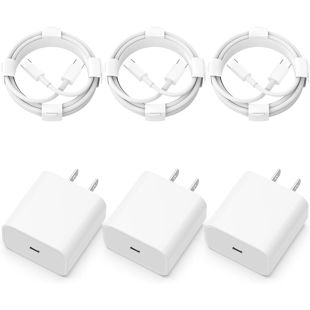 SFHMIA 20W USB C Fast Charger [3-Pack] - PD Wall Charger with Cable for iPhone 16/15 Pro Max/Plus, iPad 10th/Air 5th/4th & Type-C Devices | Perfect for Home, Office & Travel Charging