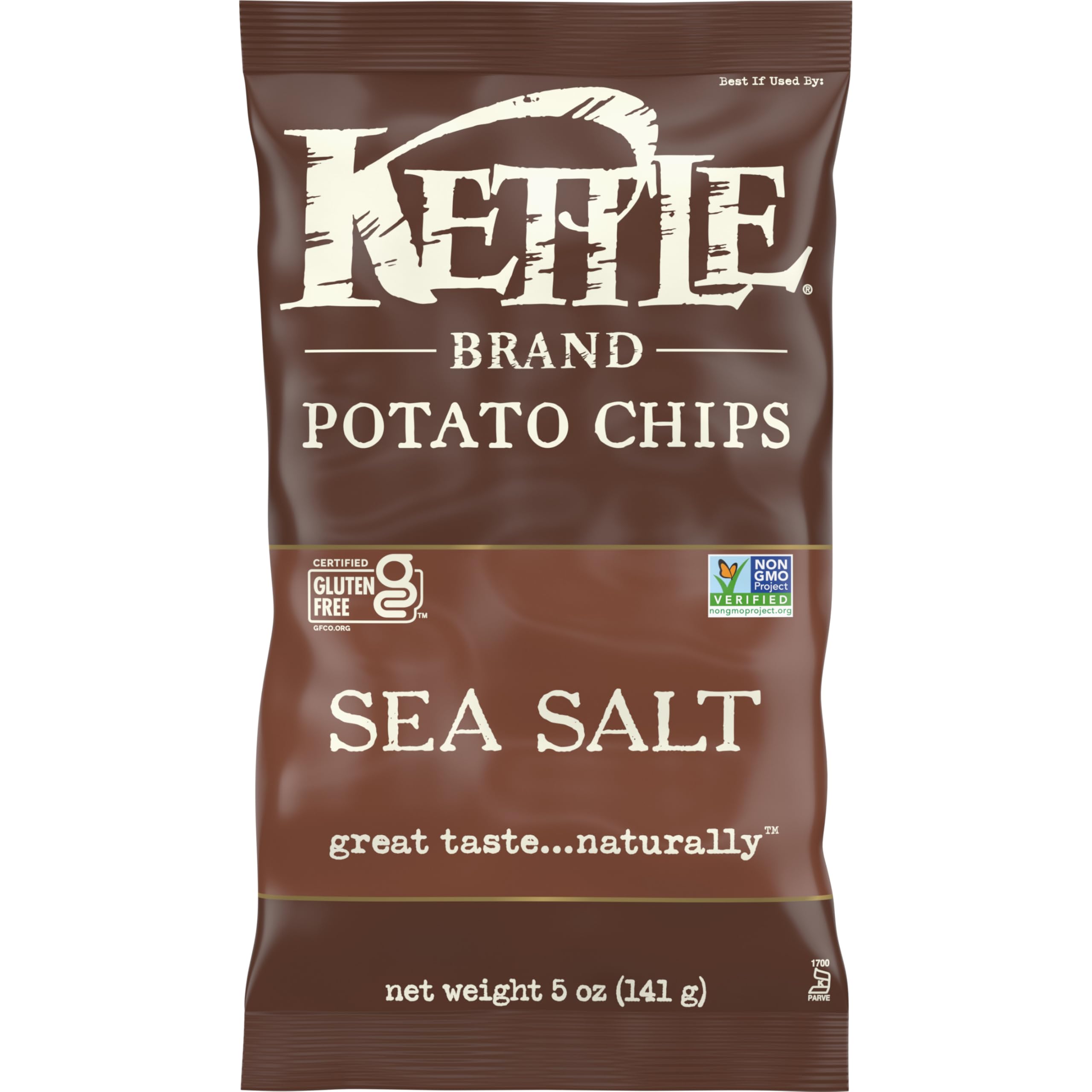 Kettle Brand Sea Salt Potato Chips - 5 Oz Bag | Crunchy Kettle Cooked Snacks for Parties, Picnics & On-the-Go