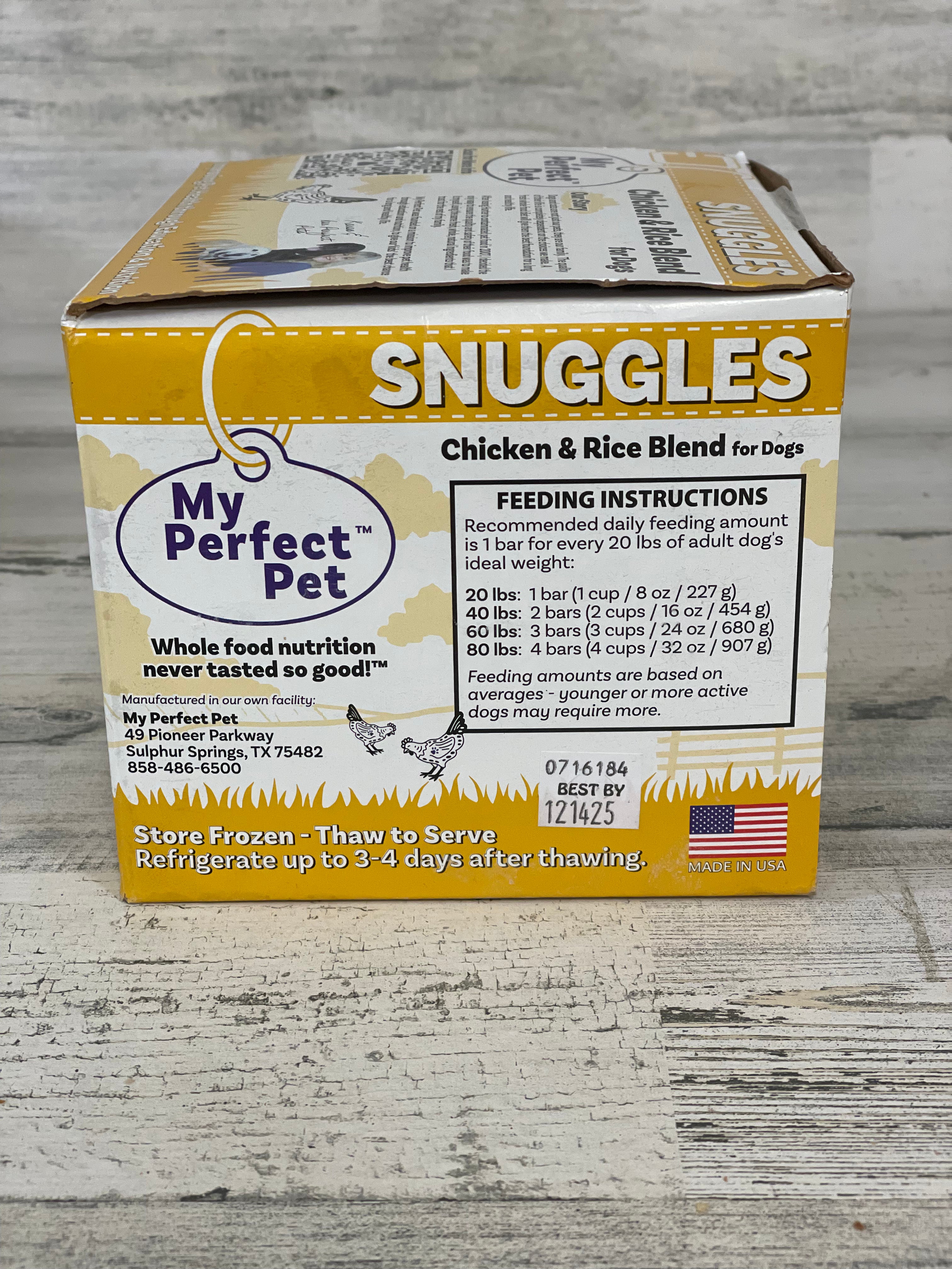 My Perfect Pet Frozen Snuggles Chicken & Rice Dog Food - Grain-Free Frozen Dog Meal for Small & Medium Breeds - Perfect for Travel, Camping & Emergency Pet Food Storage