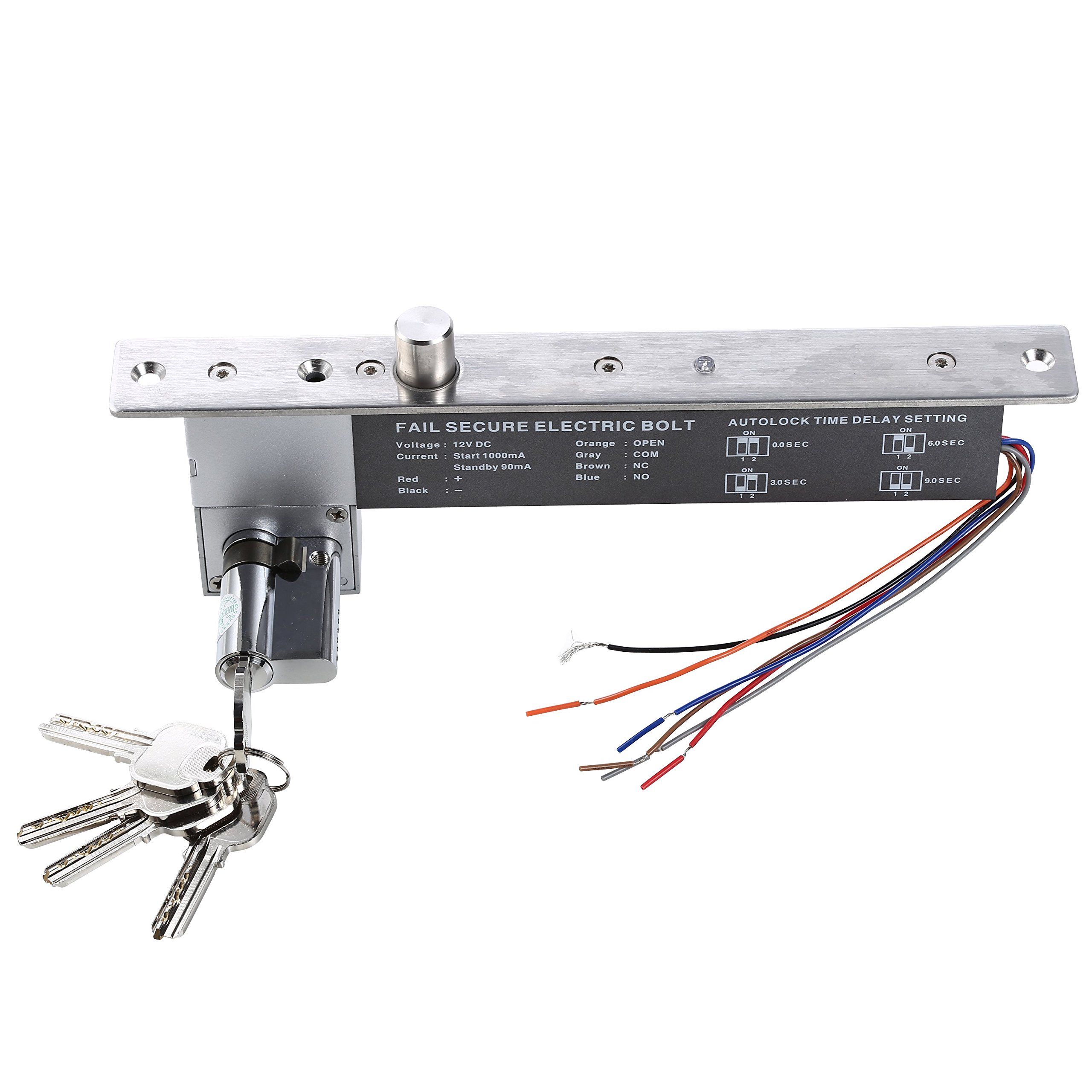UHPPOTE Electric Drop Bolt Lock - Key & Manual Override, Fail Secure with Cylinder for Secure Access Control | Ideal for Offices, Warehouses & Smart Homes
