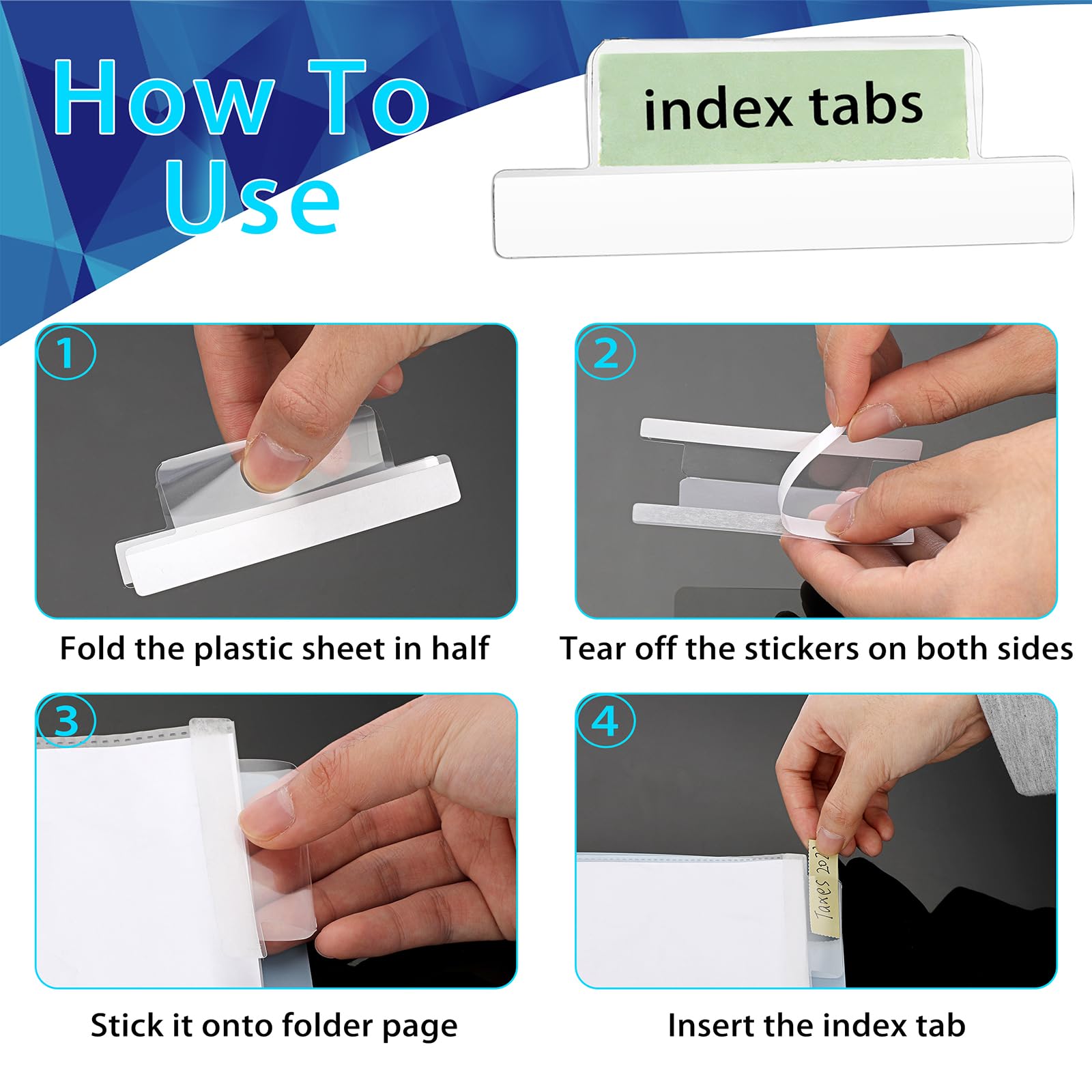 BTSKY 2.2 Inch Self-Adhesive Index Tabs - 75 Pcs Clear Plastic Sticky File Folder Labels with Printable Inserts for Books, Folders, Notebooks - Perfect for Office Organization & School Supplies