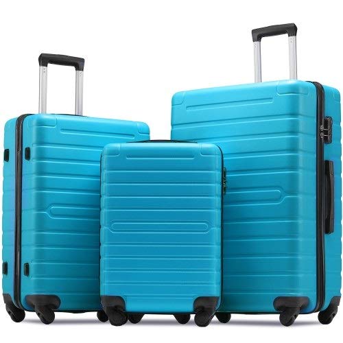 XLO 3-Piece Lightweight Hardshell Luggage Set with TSA Lock - Expandable Spinner Suitcase, 4-Wheel Carry On Travel Luggage (Green) - Perfect for Business Trips, Family Vacations & International Travel