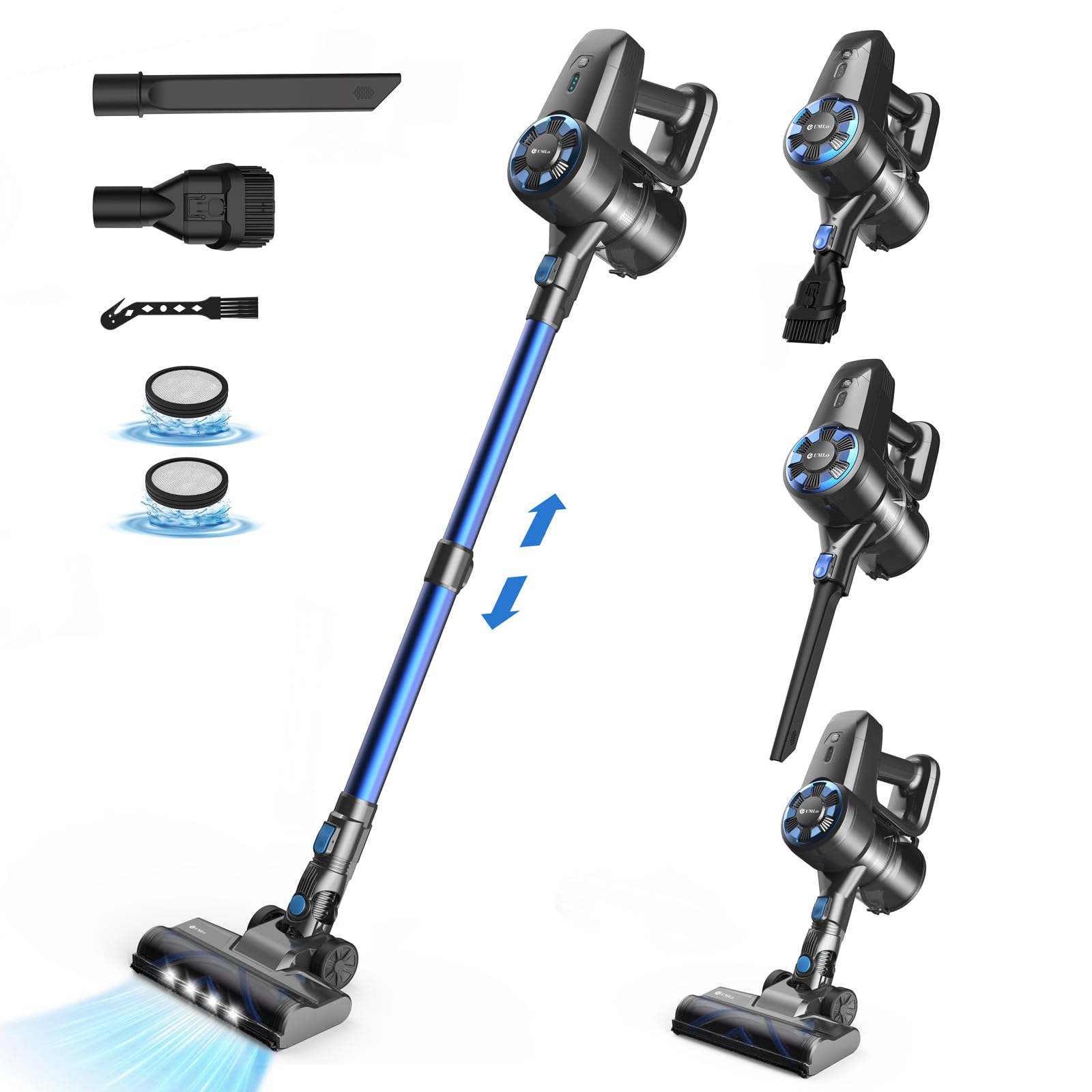 UMLo 6-in-1 Cordless Vacuum Cleaner - Ultra Lightweight Stick Vacuum with 2200mAh Battery, 40 Min Runtime for Home, Carpet, Hardwood Floors & Pet Hair - Perfect for Quick Cleanups & Pet Owners