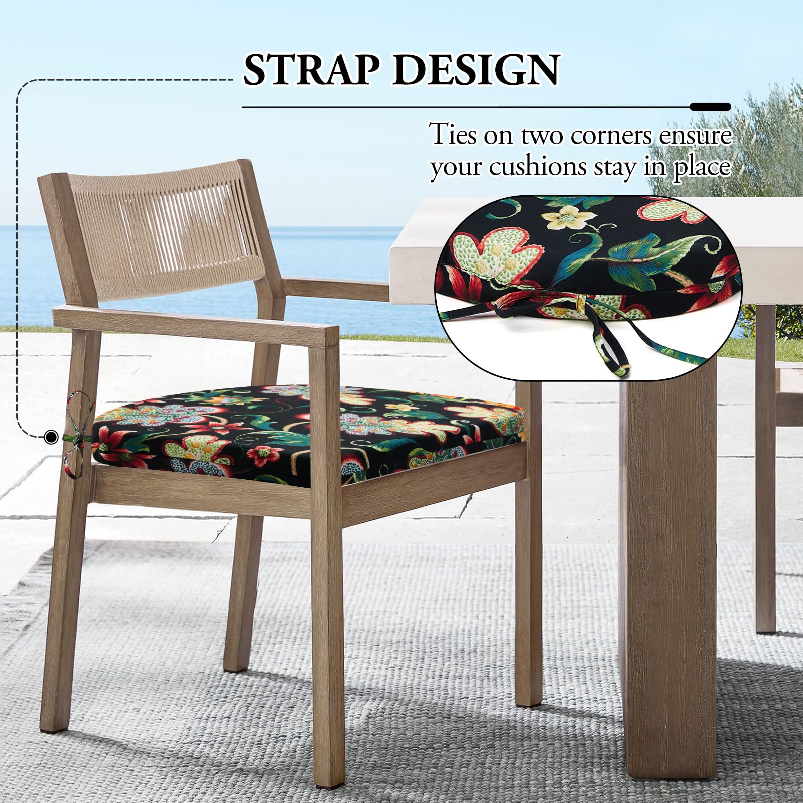 Outdoor Chair Cushions Set of 4 - Waterproof Patio Furniture Seat Cushions 17