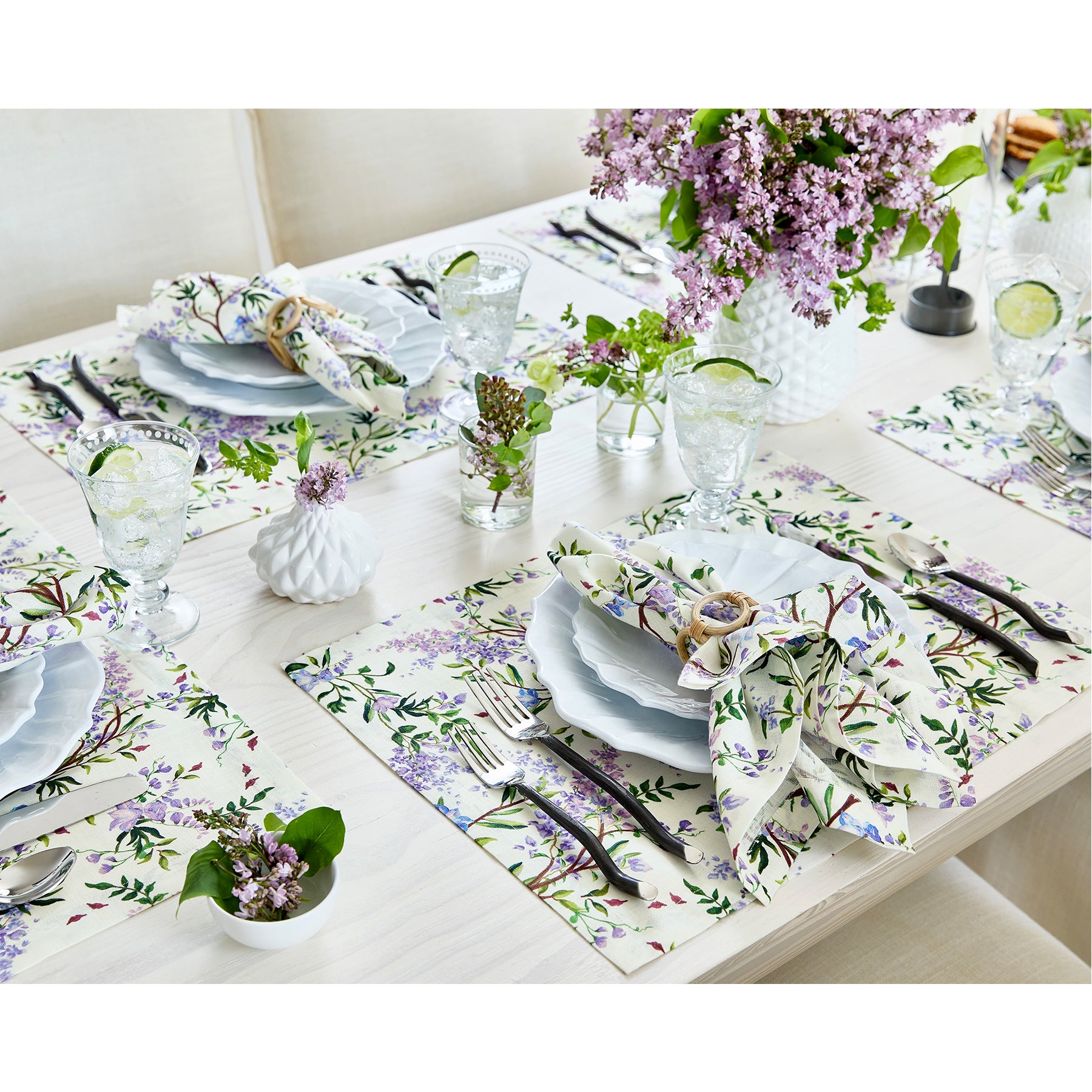 Lilacs Placemats Set of 4 - Floral Table Mats for Dining Decor, Spring Kitchen Table Setting & Home Entertaining