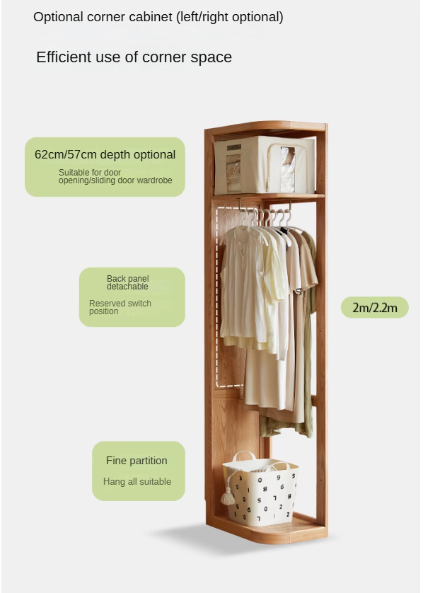 Solid Oak Wood Wardrobe - Premium Quality, Spacious Storage for Bedroom, Closet & Home Organization