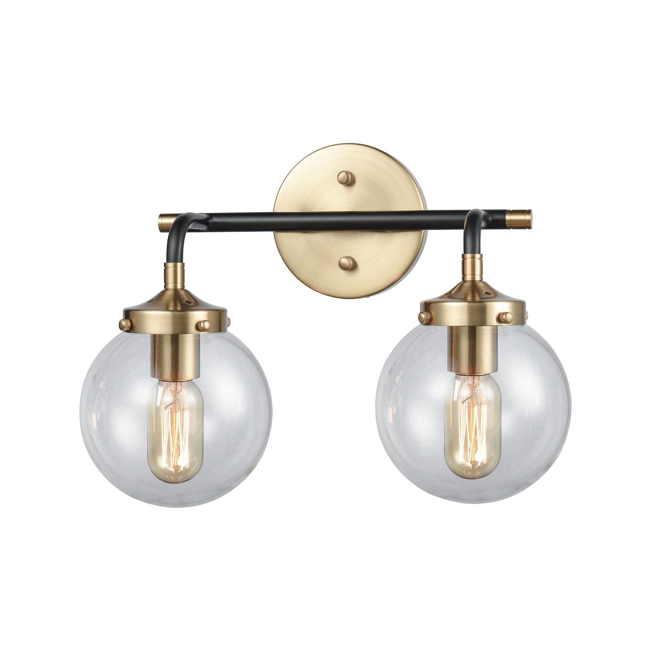 AR Lighting Boudreaux 2 Vanity Light Fixture in Matte Black & Antique Gold - Perfect for Bathroom, Dressing Room & Bedroom Makeup Area Lighting