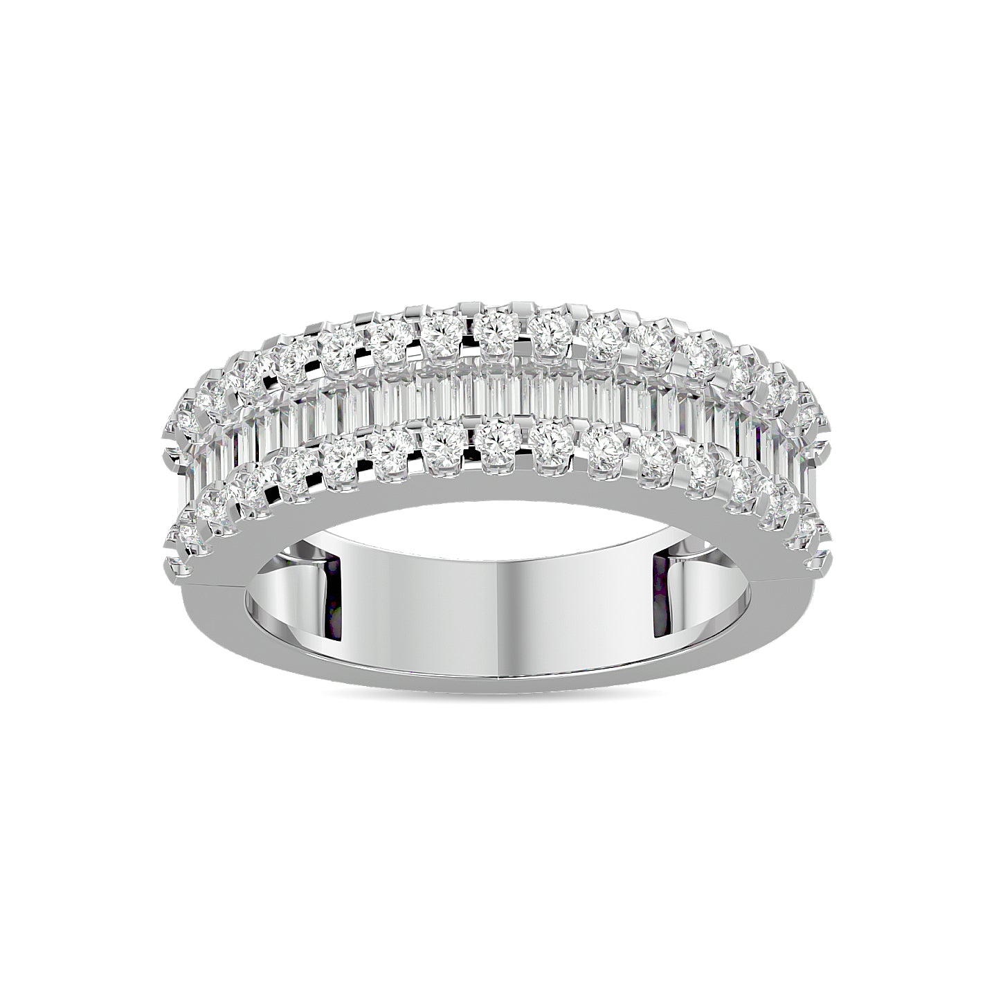 1 ct tw Diamond Round and Taper Fashion Ring in 10K White Gold - Elegant Jewelry for Weddings, Anniversaries & Special Occasions