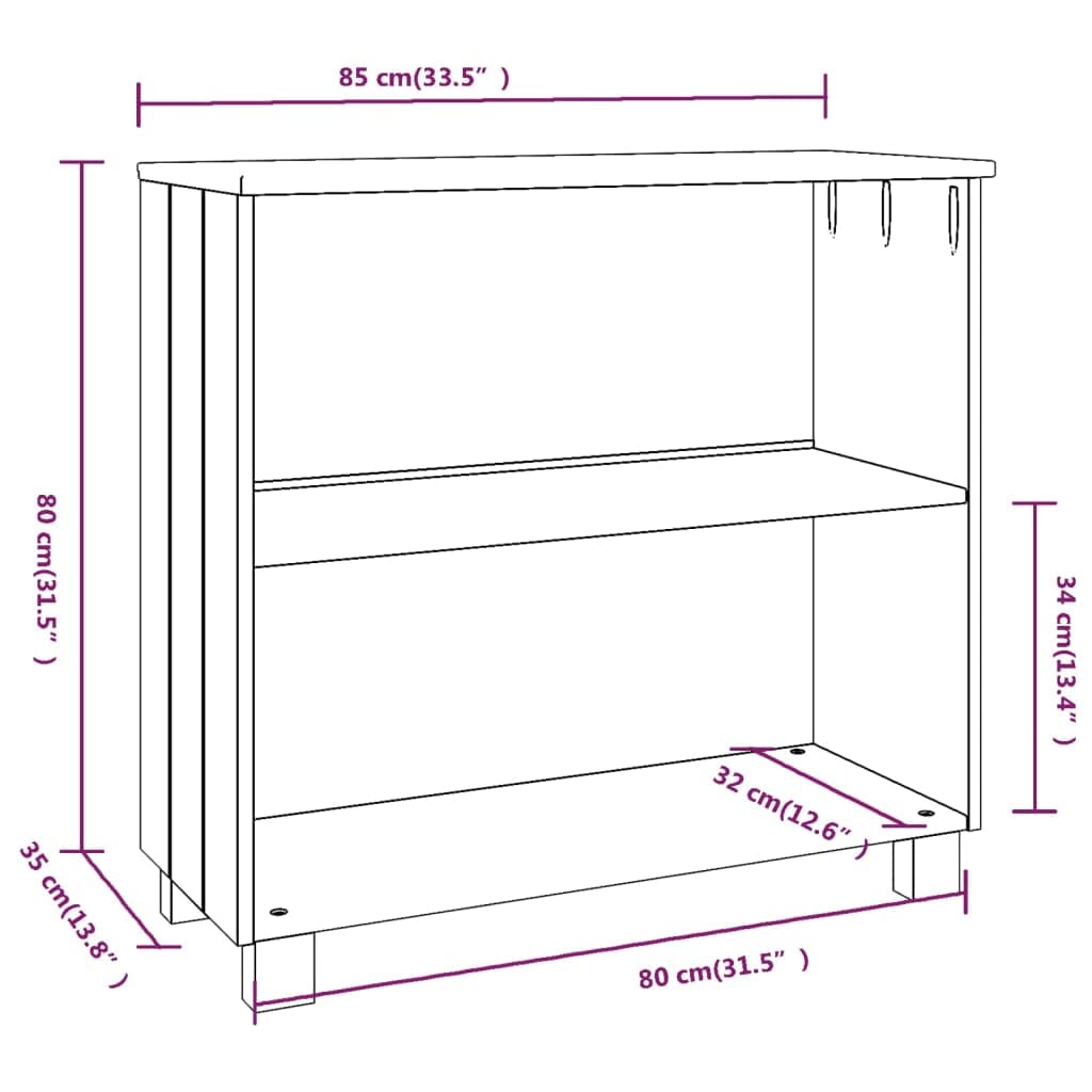 Modern Light Gray Solid Wood Pine Sideboard - 33.5