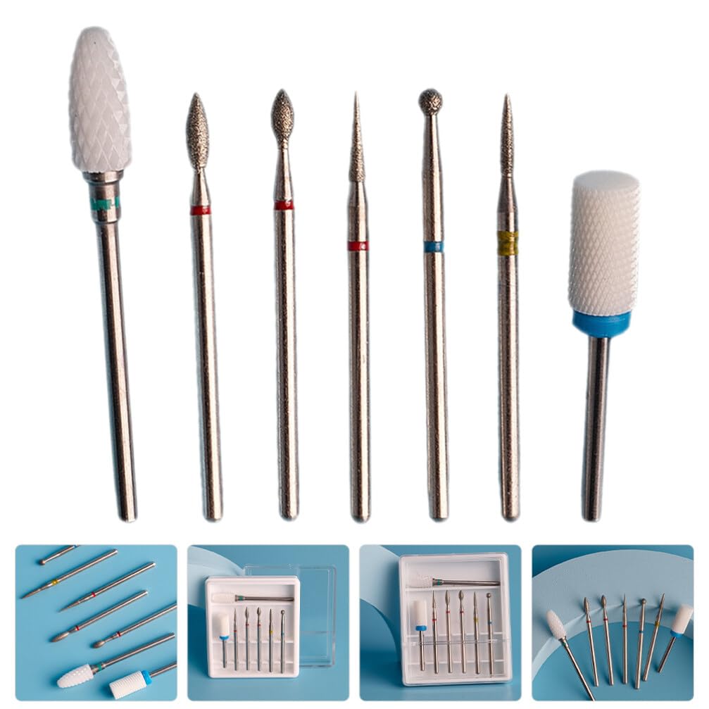 EXCLUZO 7-Piece Professional Manicure Drill Bit Set for Nail Art, Grinding & Cuticle Care - Perfect for Home & Salon Nail Care