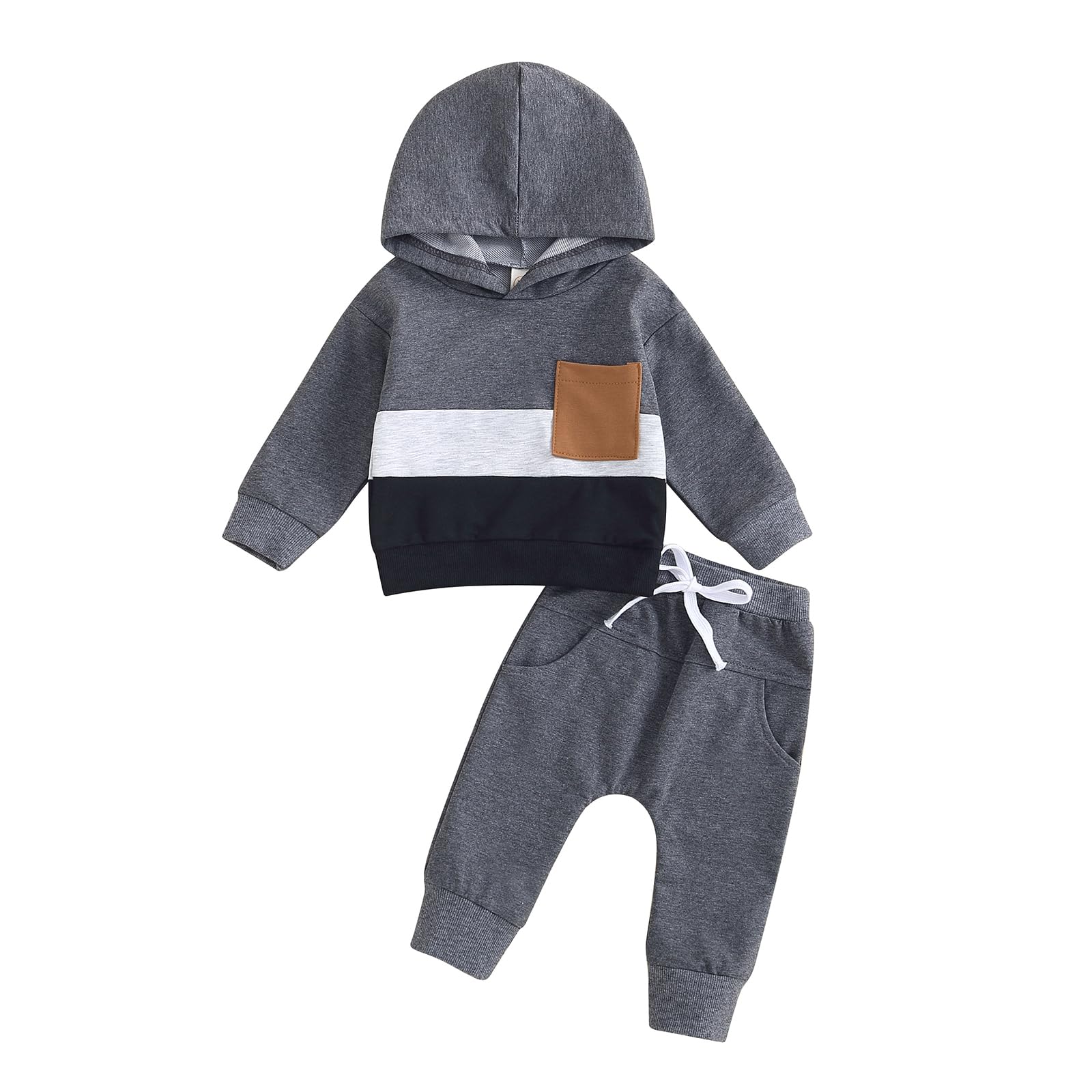 Adorable Infant Fall Baby Outfit Set - Soft Hoodie & Drawstring Pants for Baby Boys | Cozy Autumn & Winter Wear for Playdates & Family Outings