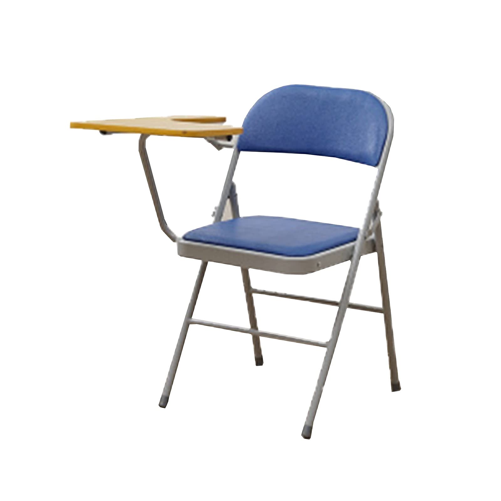 AILILI Lightweight Folding Chair with Curved Triple Braced Metal Frame - Portable Stool for Home, Office, Camping & Outdoor Use - Includes Writing Area & Tablet Holder (Brown) - Perfect for Picnics, Beach Trips, Backyard Relaxing & Small Space Living