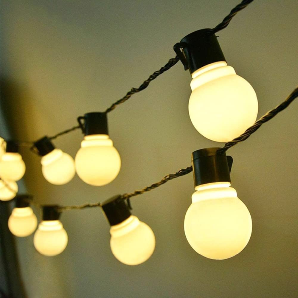 16 FT Solar Powered G50 Milky White LED String Lights - Outdoor Hanging Edison Retro Bulbs with 20 Warm White LEDs for Garden, Patio, Wedding, Party & Home Decoration (Weatherproof & Energy Saving)
