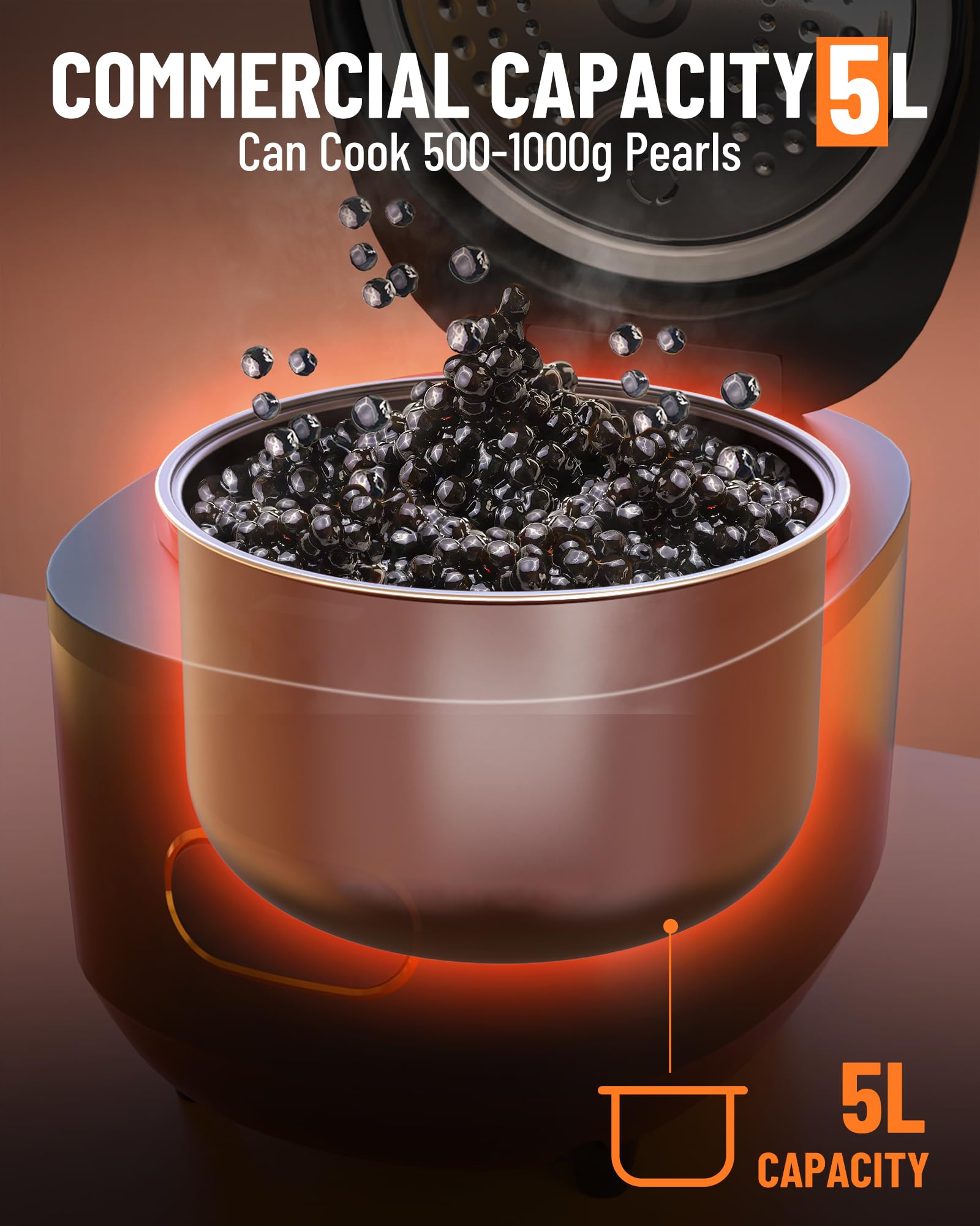 WantJoin Commercial Boba Maker Machine - Automatic Bubble Tea Pearl Cooker for Tapioca Pearls, 110V - Perfect for Restaurants, Milk Tea Shops, Dessert Stores & Lounge Bars - Make Fresh Boba for Bubble Tea, Milk Tea & Dessert Toppings