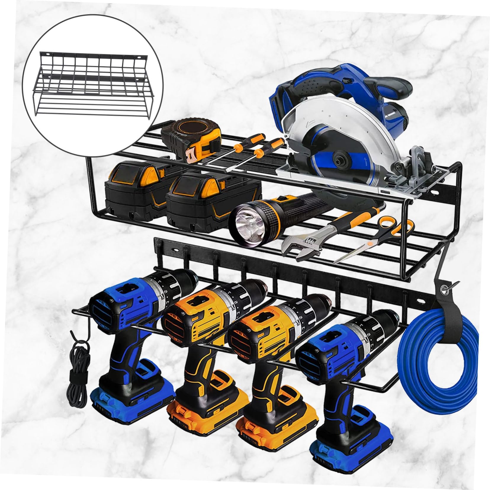CAXUSD Heavy Duty Wall Mount Tool Organizer - Iron Garage Storage Rack, Floating Workshop Shelf for Home & Garage Organization - Perfect for Tools, DIY Projects, and Workshop Storage