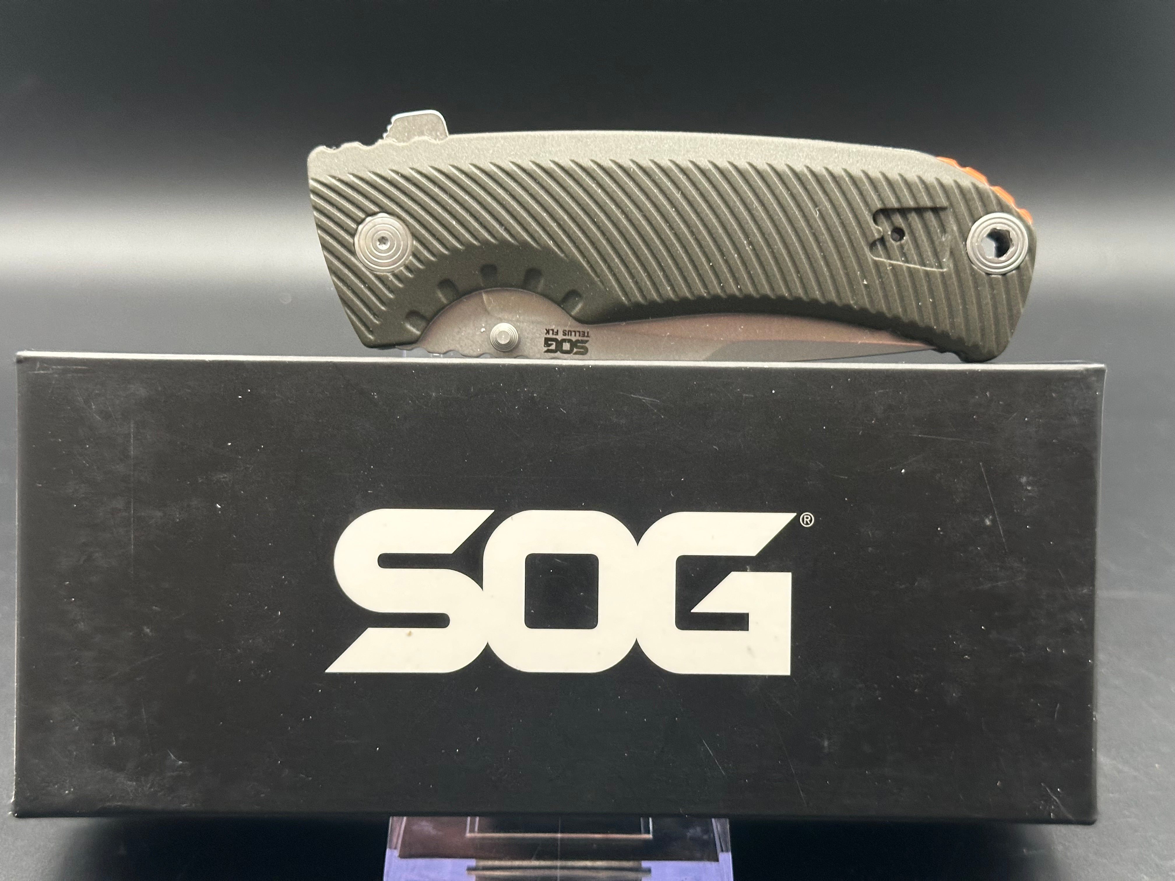 SOG Tellus Frame Lock Folding Knife - OD Green FRN Handle, 3.65