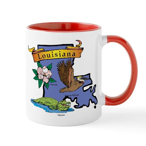 White/Red Inside - Louisiana Map Mug