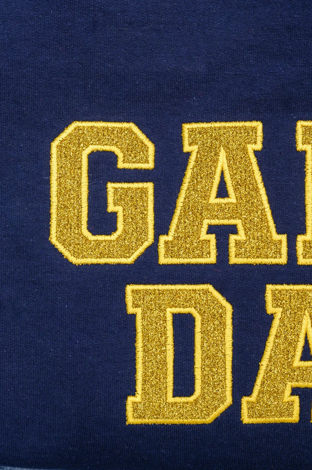 PREORDER: Embroidered Glitter Game Day Sweatshirt - Navy & Gold for Football Fans | Perfect for Tailgating, Sports Events & Casual Wear