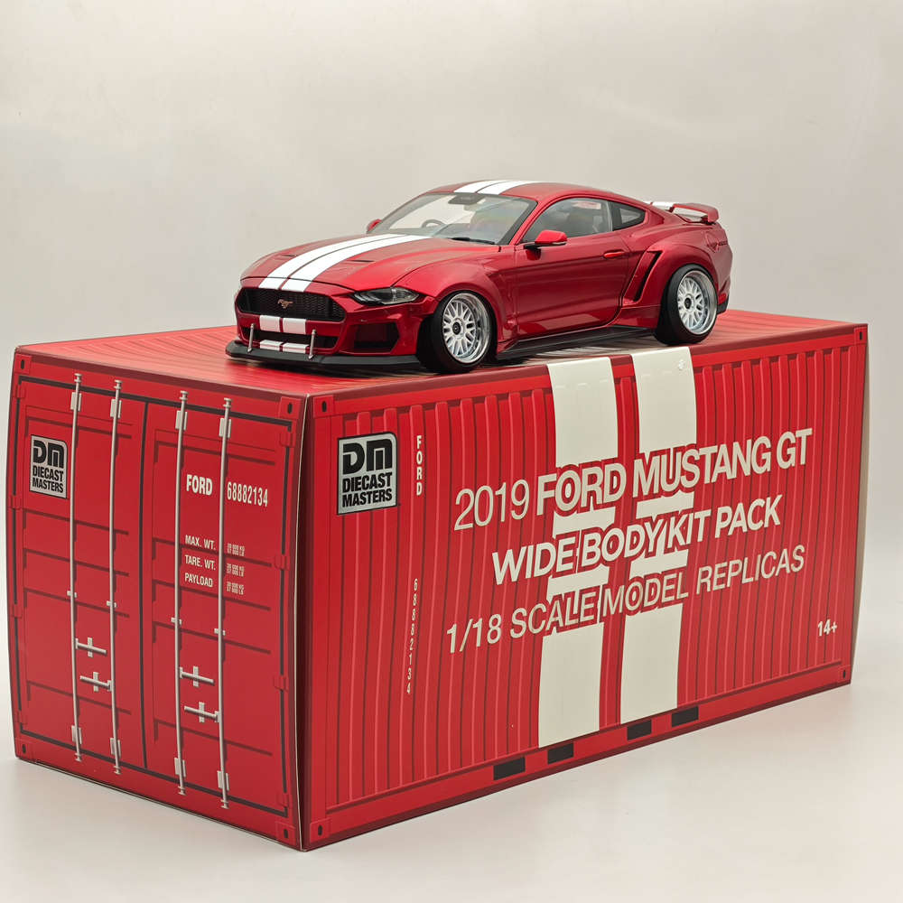 2019 Ford Mustang GT 1/18 Scale Diecast Model Car with Widebody Kit - Red RHD Collectible for Car Enthusiasts | Perfect for Display, Gifts, and Hobby Collections