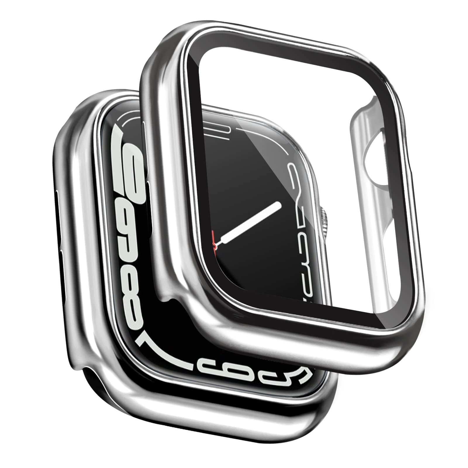 ORIbox Hard PC Case with Tempered Glass Screen Protector for Apple Watch Series 6/5/4/SE - Ultra-Thin HD Bumper Protective Cover, Silver - Perfect for Workout, Outdoor Activities & Daily Use