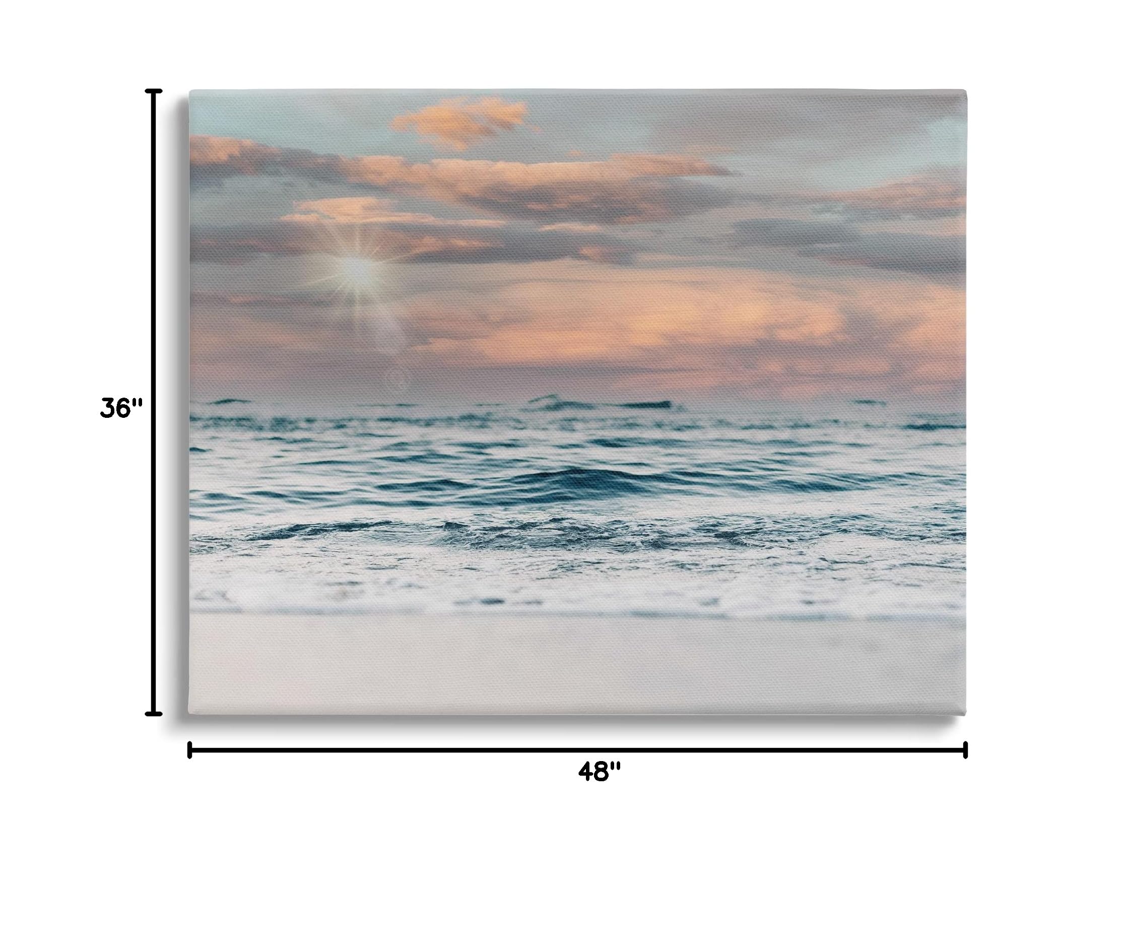 Stupell Industries Cloudy Morning Red Sky Beach Horizon Canvas Wall Art - Designed by Tara Moss - Perfect for Living Room, Bedroom & Office Decor