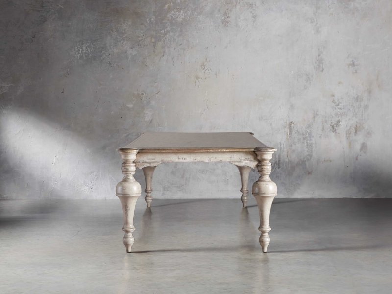 Hand Carved Solid Wood Rectangle Dining Table - Indian Style White Farmhouse Dining Table for Kitchen, Dining Room & Home Decor