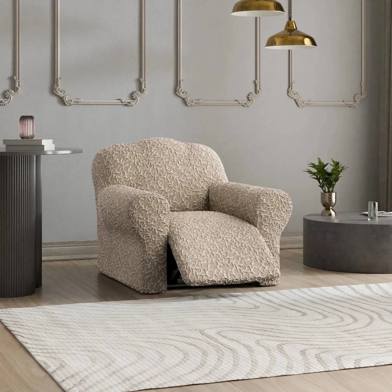 Reclining Armchair Slipcover - Jacquard 3D Collection Stretch Sofa Cover - Perfect for Living Room, Bedroom & Home Decor