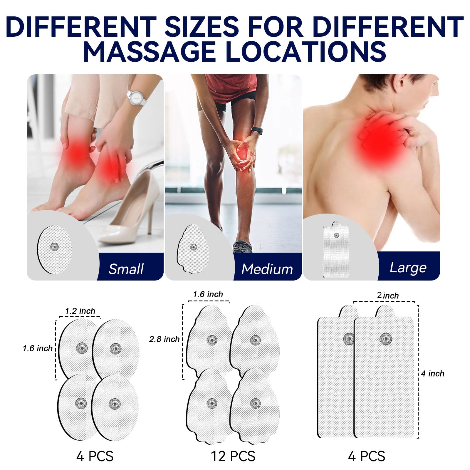 Reusable TENS Unit Replacement Pads 20 Pack - 3.5mm Snap Stim Electrode Pads for TENS/EMS Therapy - Compatible with NURSAL, Belifu, AVCOO, Neocarbon, MEDVICE - Perfect for Pain Relief, Muscle Recovery & Physical Therapy at Home or Clinic