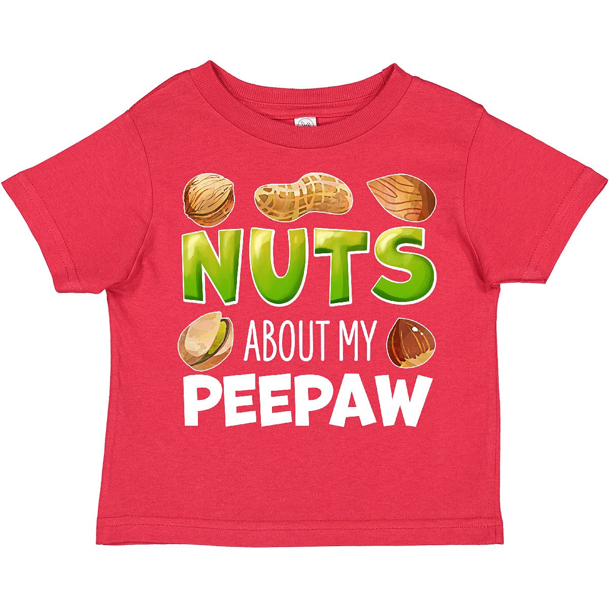 Inktastic Nuts About My Peepaw Peanut Almond Pistachio Toddler T-Shirt - Cute Graphic Tee for Grandkids, Funny Grandpa Gift for Toddlers & Kids - Perfect for Family Reunions, Father's Day & Birthday Parties