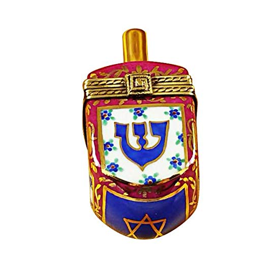 Rochard Limoges Box - Dreidel Blue-Maroon Porcelain Jewelry Box | Religious Keepsake Gift for Hanukkah, Christmas & Special Occasions | Perfect for Home Decor, Collectibles & Gift Giving