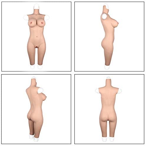Liifun DG Cup Crossdressing Bodysuit with Silicone Breast Forms & Fake Vagina Buttocks Pad - Realistic Transgender Cosplay Costume for Drag Shows, Halloween & Role Play