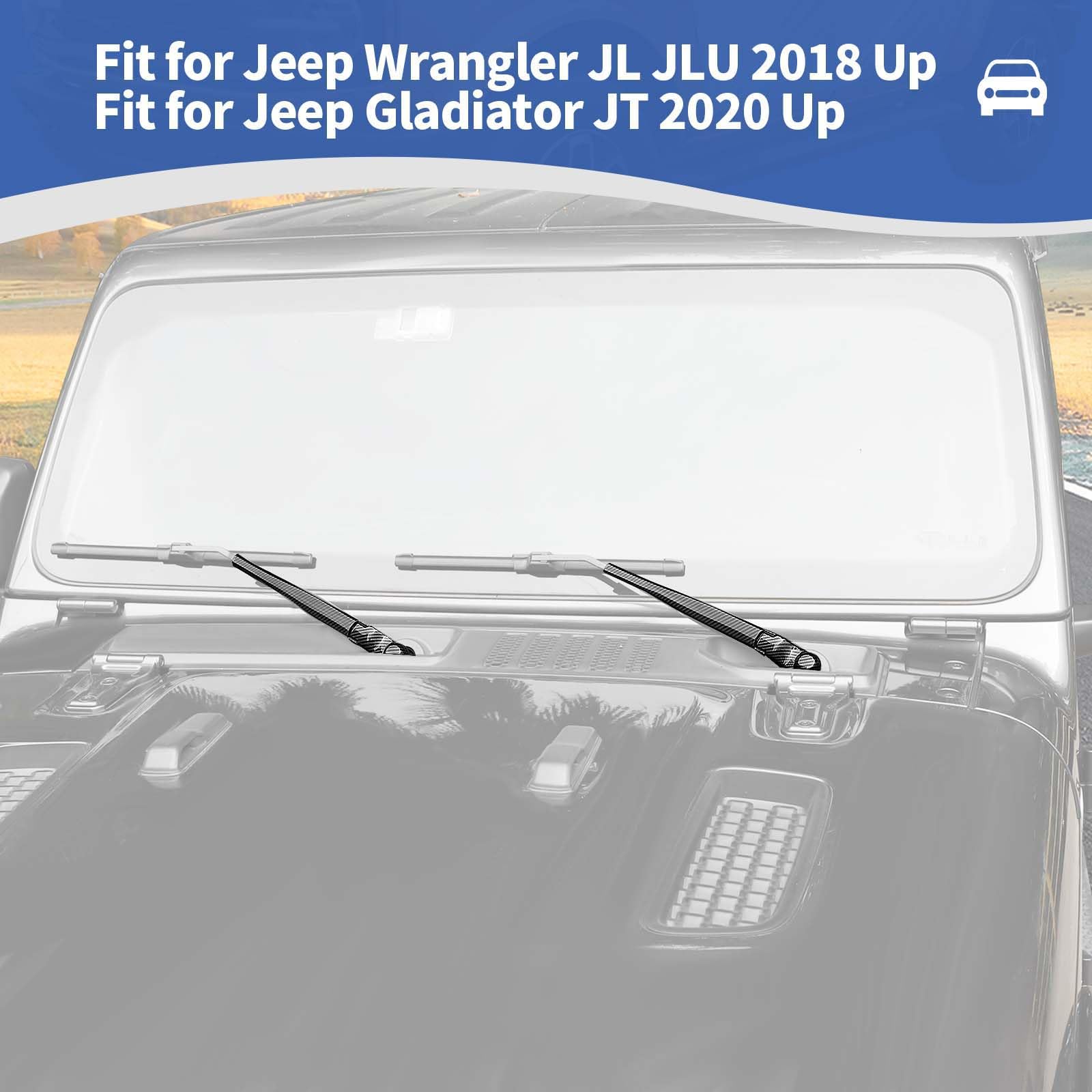 RT-TCZ Jeep JL Windshield Wiper Arm Cover Trim Cowls for Jeep Wrangler JL & Gladiator JT (2018-Present) - Black ABS Carbon Fiber Exterior Accessories (2-Piece Set) - Perfect for Off-Roading & Weather Protection
