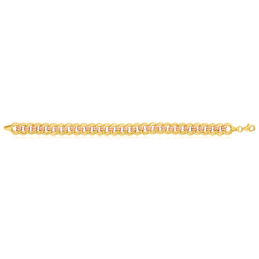9ct Yellow Gold & Rose Gold Curb Chain Bracelet for Women - Elegant & Durable Jewelry Gift for Birthday, Anniversary & Special Occasions