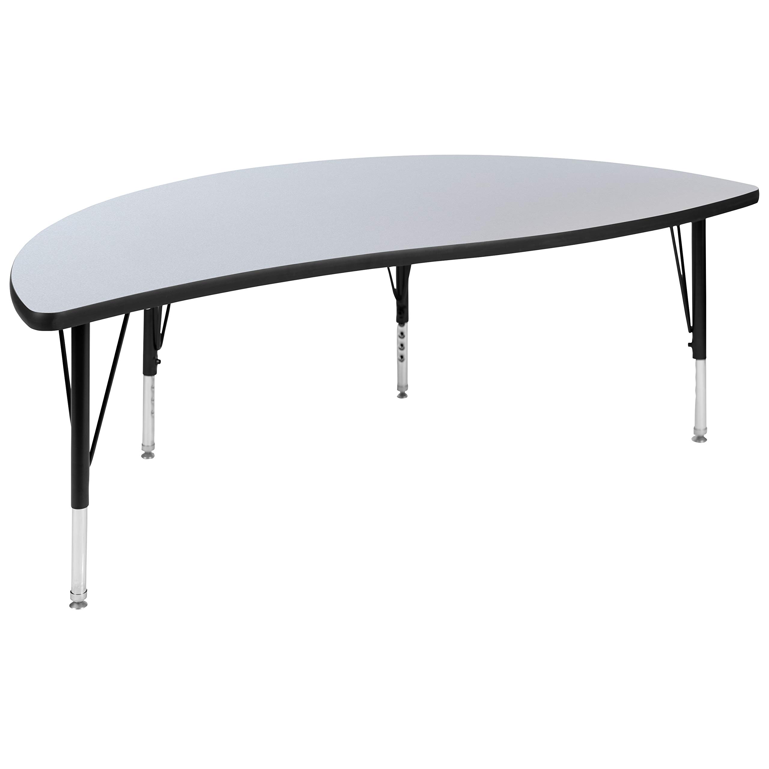 2-Piece 60-Inch Round Adjustable Kids Activity Table Set with Chairs - Collaborative Learning Table for Classroom, Daycare & Playroom - Grey