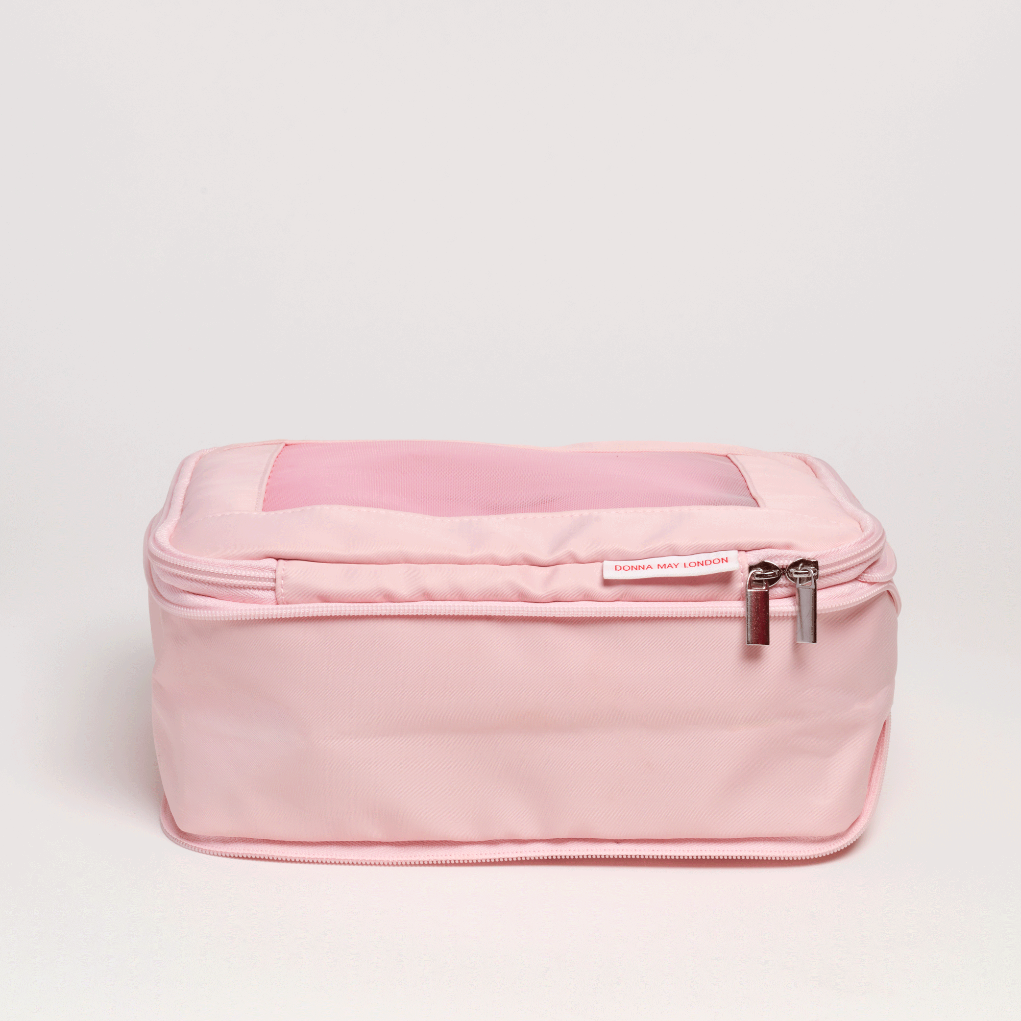4-Piece Compression Packing Cubes Set - Pink with Striped Interior | Travel Organizer for Suitcases, Backpacks & Clothes Storage