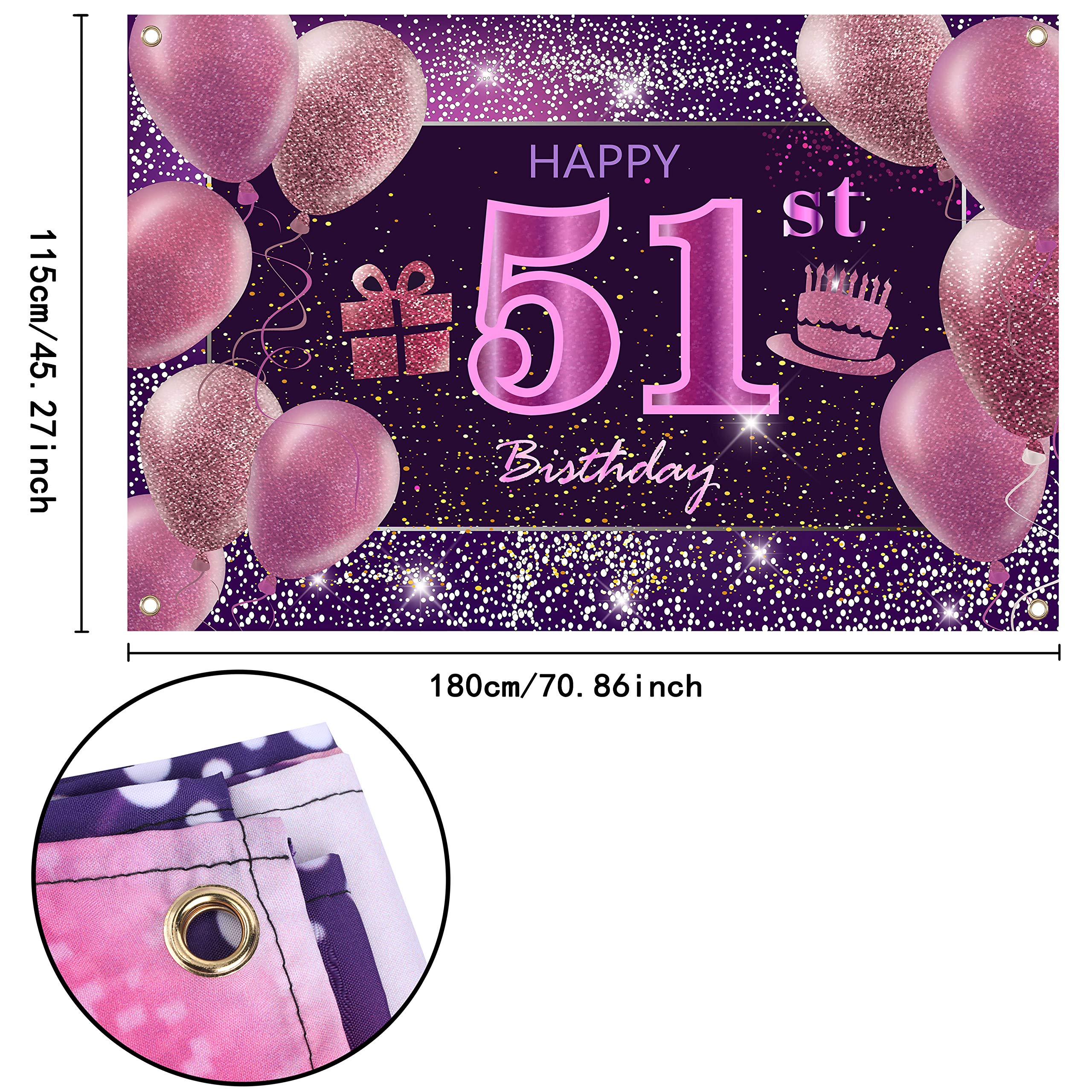 51st Birthday Decorations for Women - IMISI Pink Happy Birthday Banner & Party Backdrop - Perfect for Milestone Birthday Parties, Women's Celebrations & Photo Backdrops