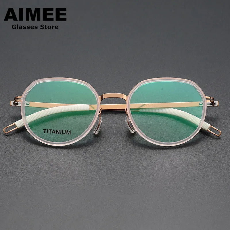 Aimee Unisex Full Rim Flat Top Oval Titanium Acetate Eyeglasses 60219 - Lightweight Durable Frame for Men & Women - Perfect for Reading, Work, and Everyday Use