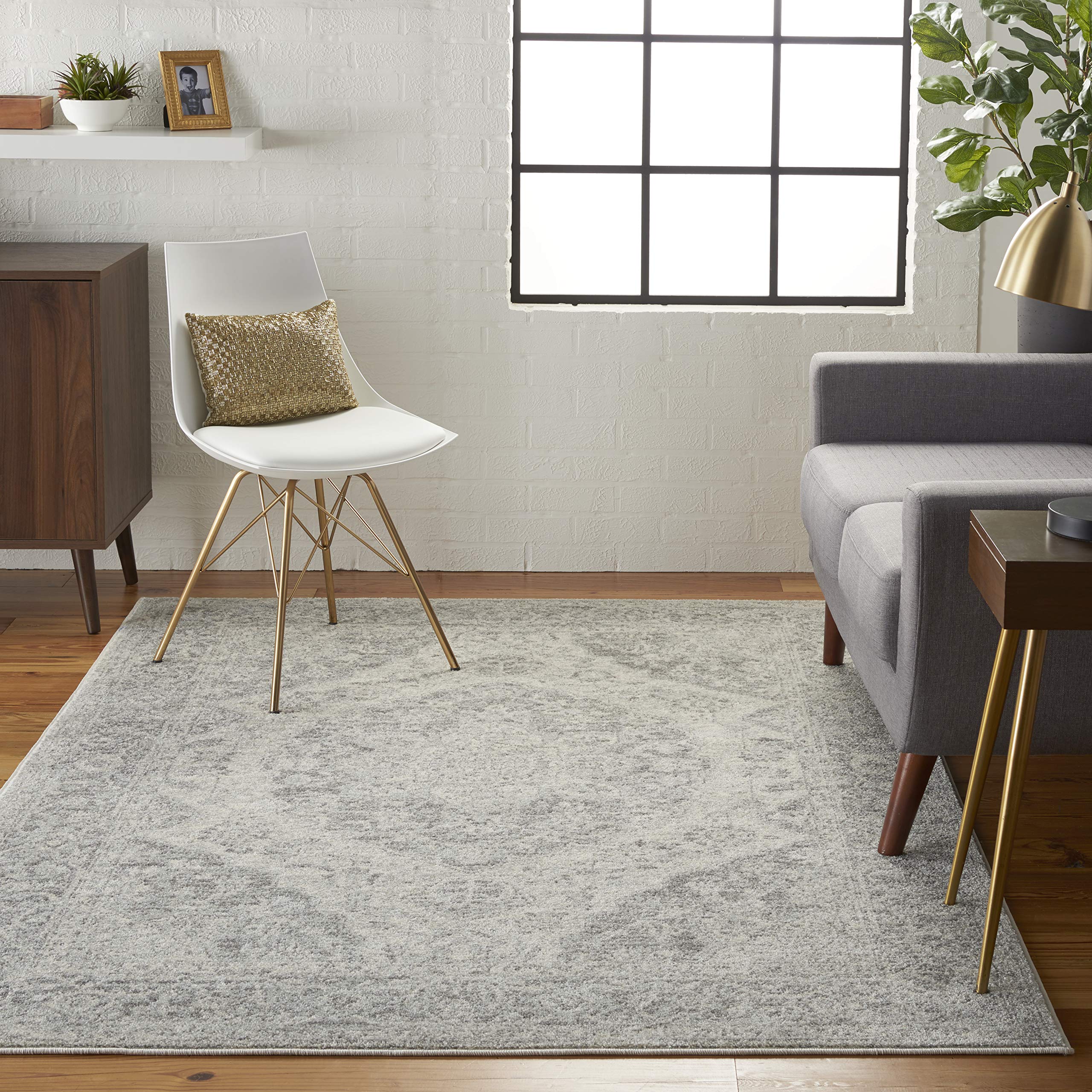 Nourison Tranquil Traditional Ivory/Grey 6' x 9' Area Rug - Non-Shedding, Easy to Clean, Soft & Durable - Perfect for Bedroom, Living Room, Dining Room & Kitchen Decor (6x9)